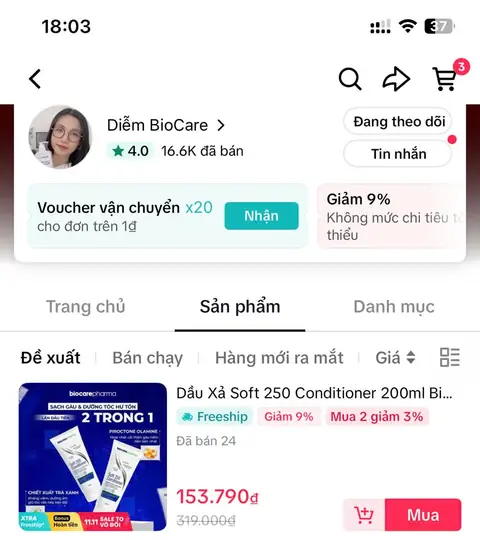 Gian hàng Diễm BioCare trên TikTok Shop
