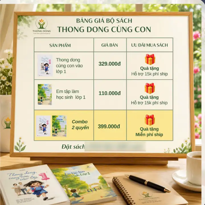Bảng giá bộ sách Thong Dong Cùng Con: hai cuốn sách và combo 2 quyển